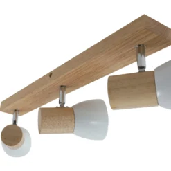 Plafón Lindby Thorin, 47 cm, 3 luces, blanco, madera, E14