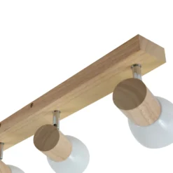Plafón Lindby Thorin, 67 cm, 4 luces, blanco, madera, E14