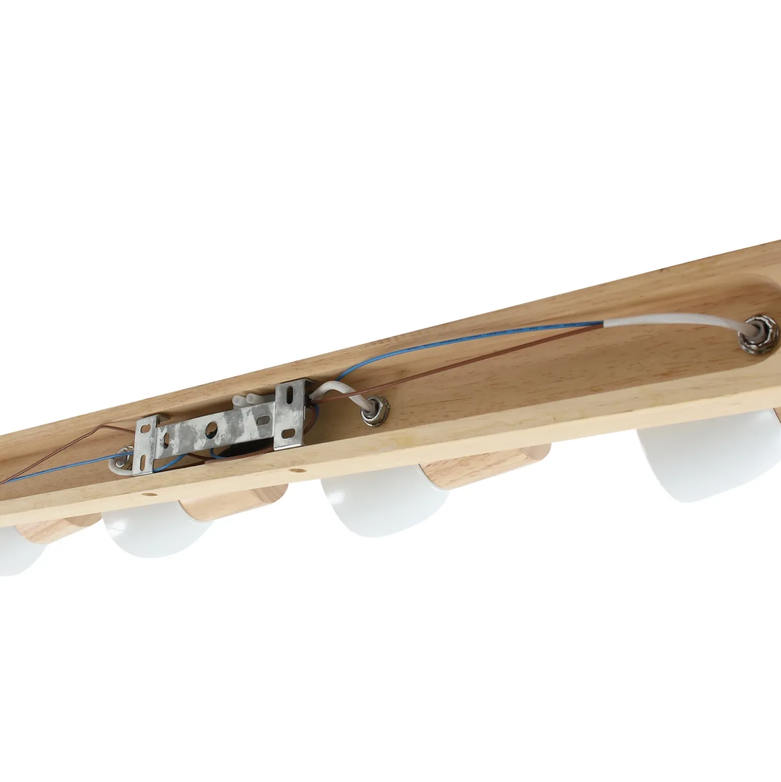Plafón Lindby Thorin, 67 cm, 4 luces, blanco, madera, E14