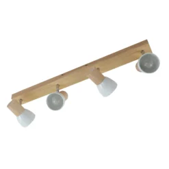 Plafón Lindby Thorin, 67 cm, 4 luces, blanco, madera, E14
