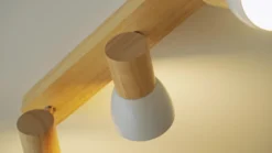 Plafón Lindby Thorin, 67 cm, 4 luces, blanco, madera, E14