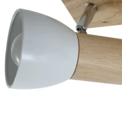 Plafón Lindby Thorin, 67 cm, 4 luces, blanco, madera, E14