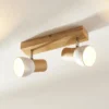 Plafón Lindby Thorin, 27 cm, 2 luces, blanco, madera, E14