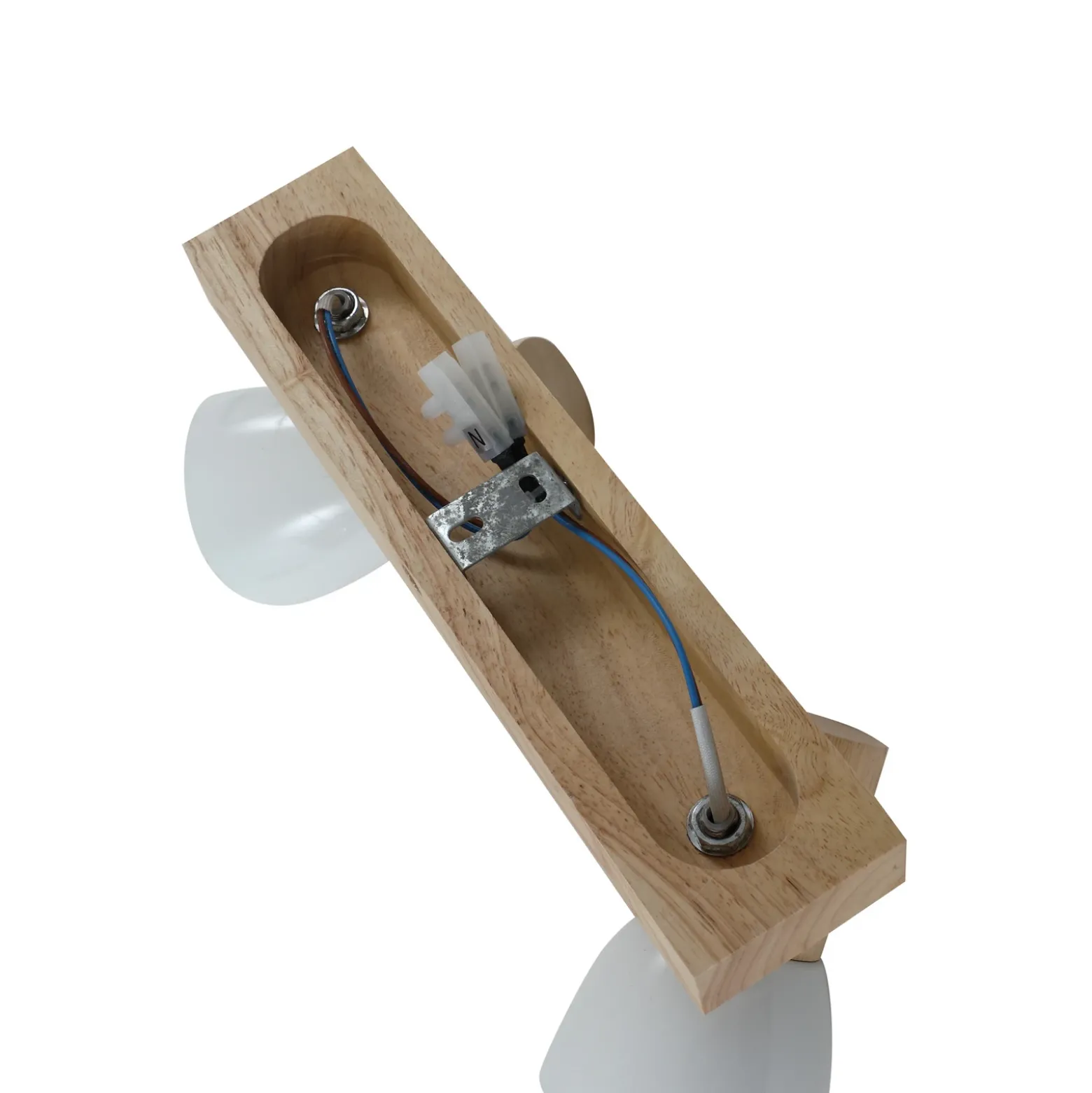 Plafón Lindby Thorin, 27 cm, 2 luces, blanco, madera, E14