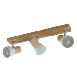 Plafón Lindby Thorin, 47 cm, 3 luces, blanco, madera, E14