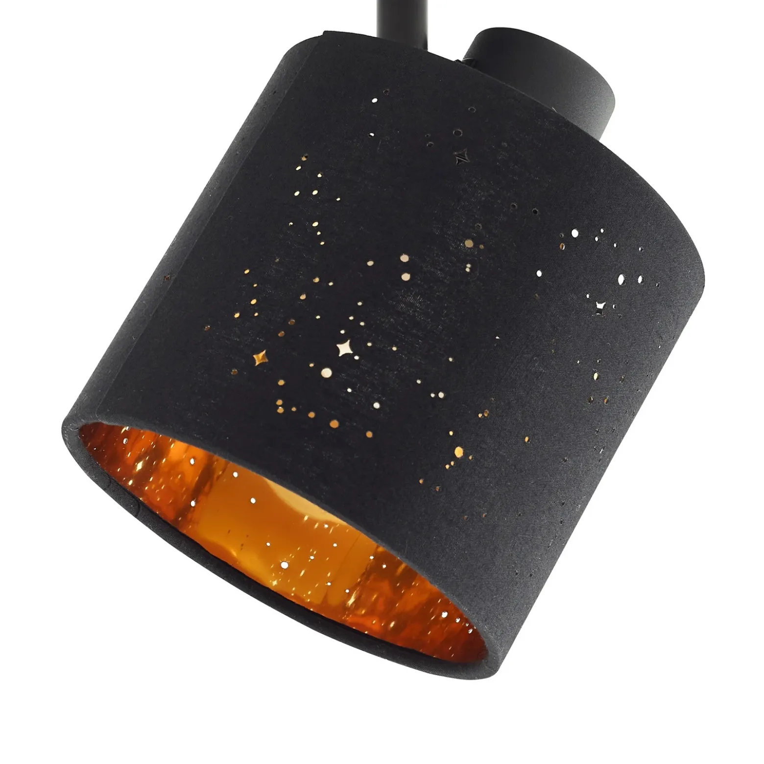 Plafón Lindby Vasilia, 4 luces, negro/oro, tela