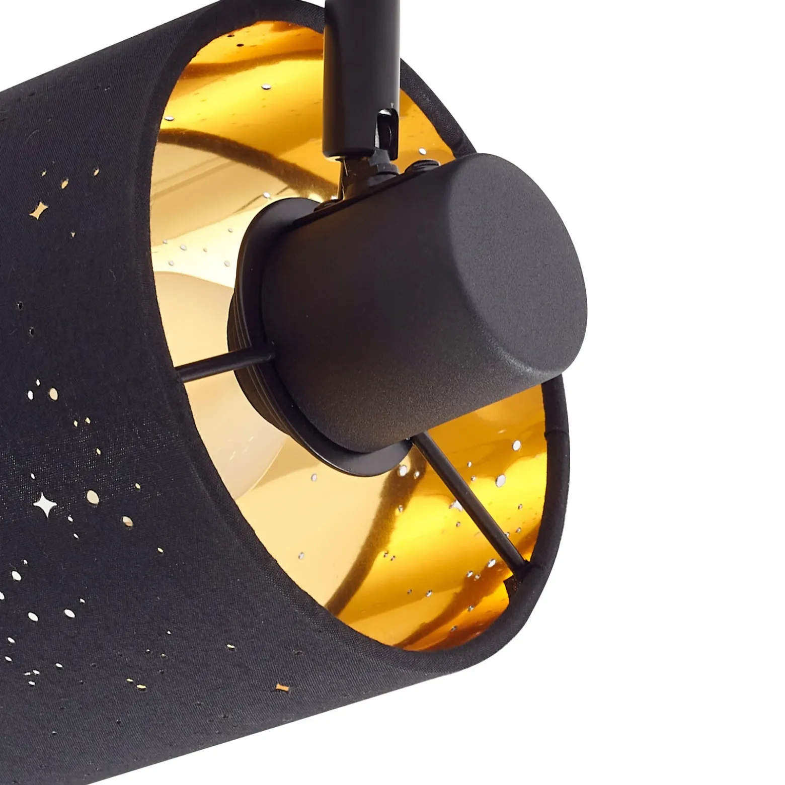Plafón Lindby Vasilia, 4 luces, negro/oro, tela