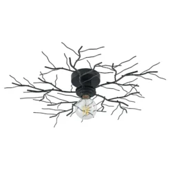 Plafón Lindby Vetki, Ø 60 cm, negro, 1 luz, metal