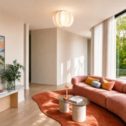 Plafón Lindby Winslow, blanco crema, Ø 50 cm, E27
