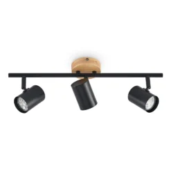 Plafón Lindby Xiomara, 3 luces, 68 cm de largo, madera