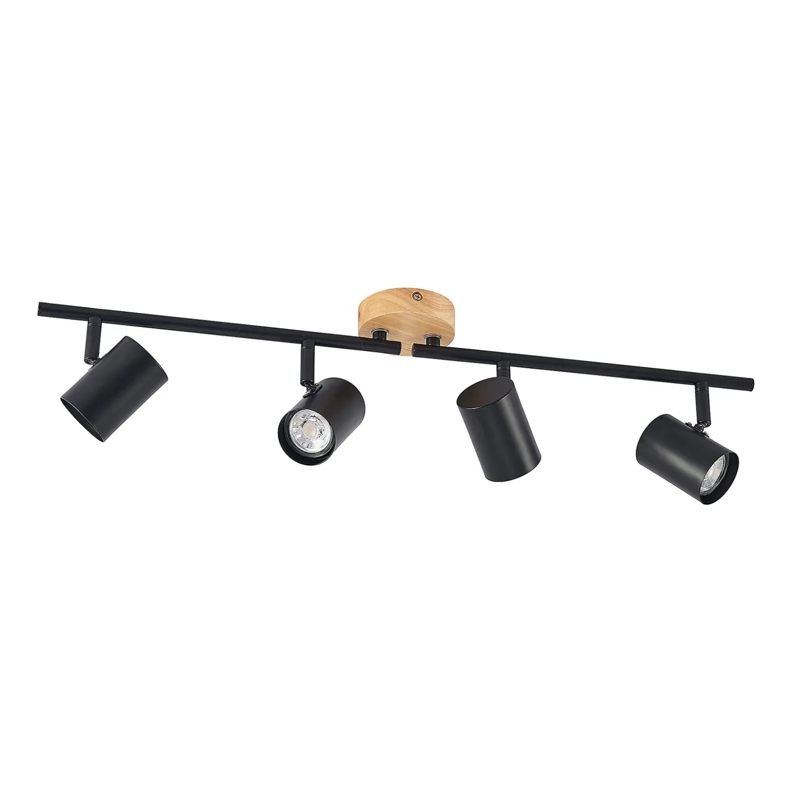 Plafón Lindby Xiomara, 4 luces, 68 cm de largo, madera