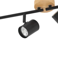 Plafón Lindby Xiomara, 4 luces, 68 cm de largo, madera