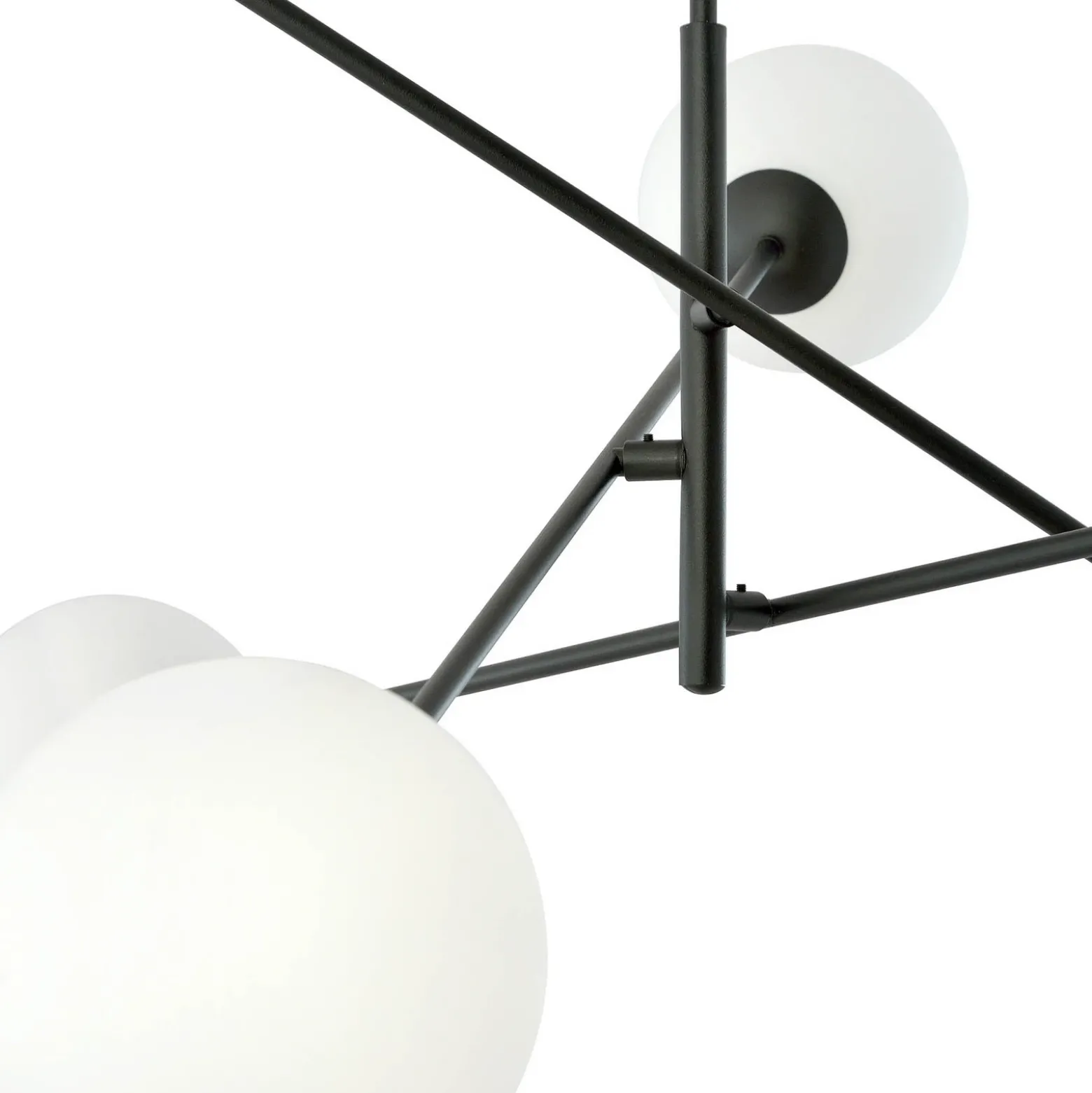 Plafón lineal, negro/ópalo, 6 luces