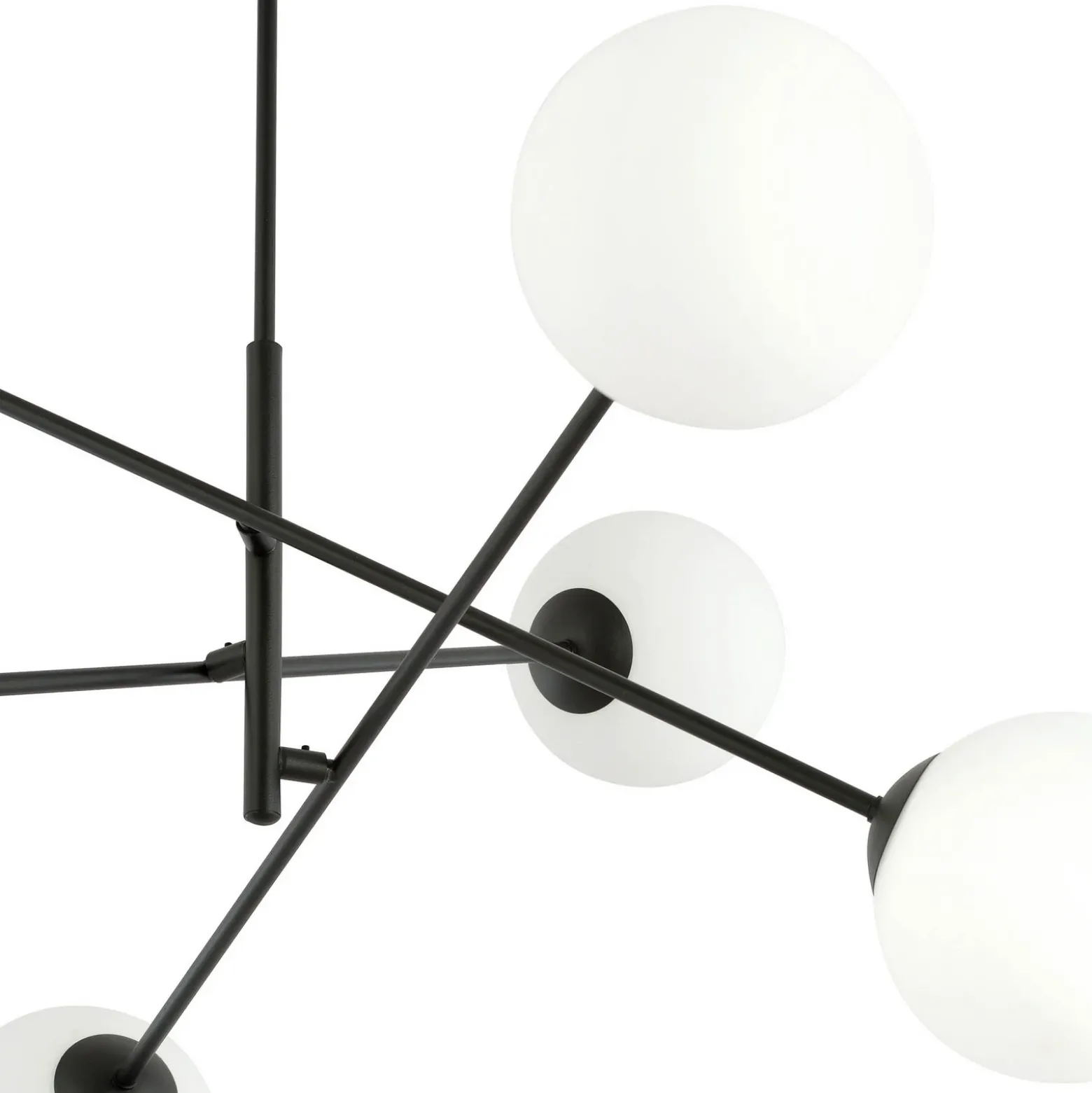 Plafón lineal, negro/ópalo, 6 luces