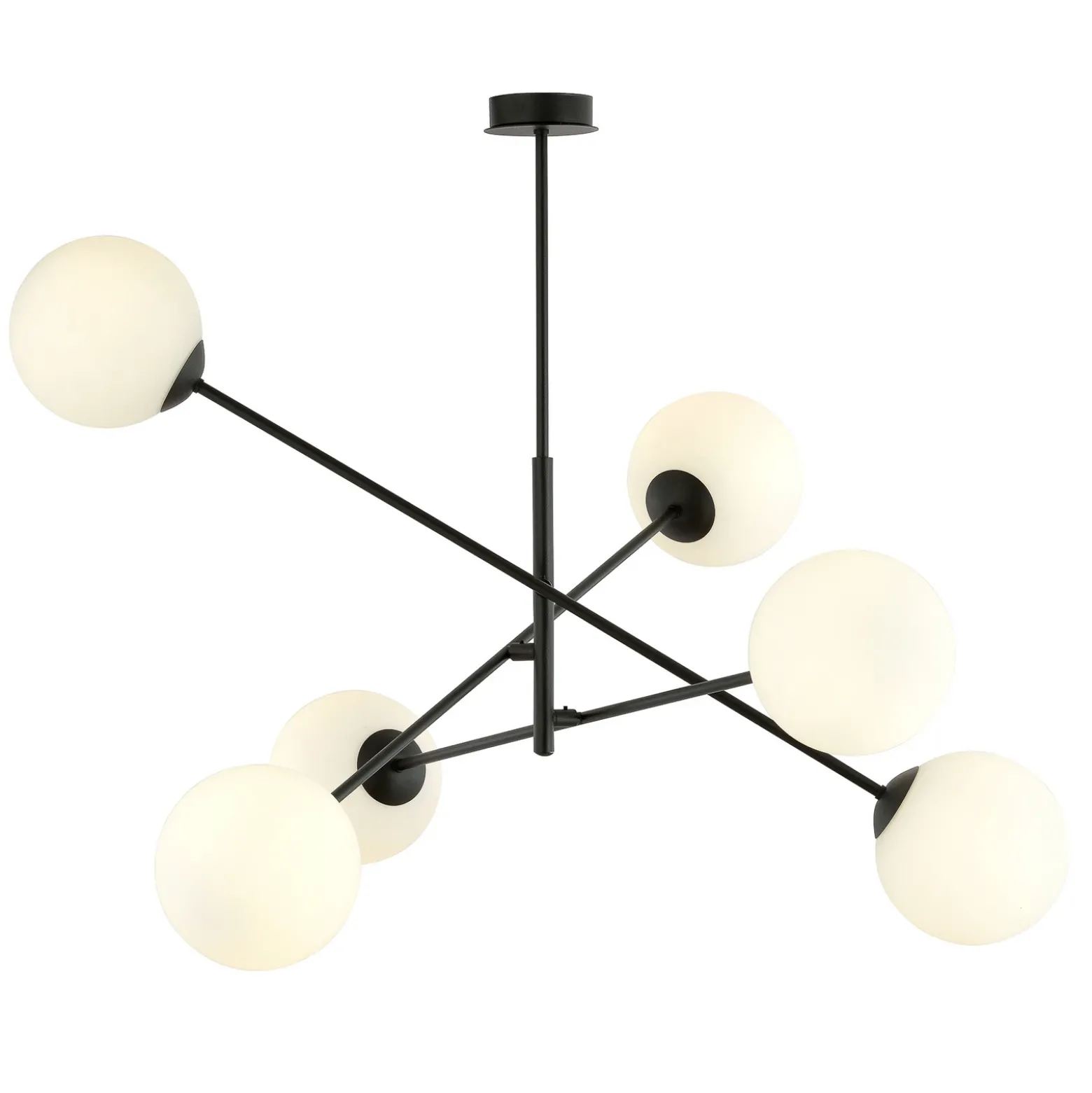 Plafón lineal, negro/ópalo, 6 luces