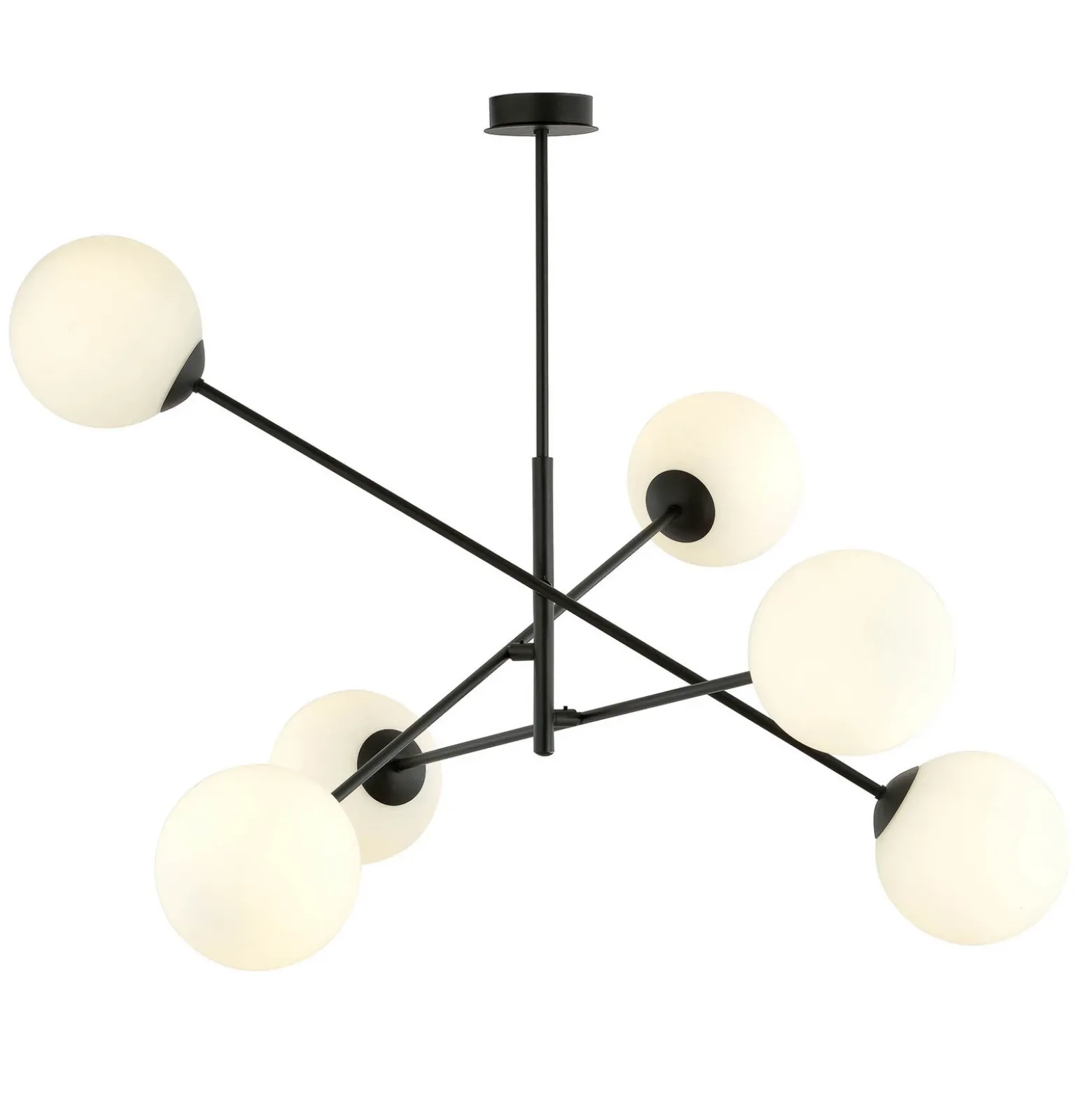 Plafón lineal, negro/ópalo, 6 luces