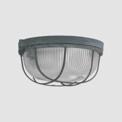 Plafón Lisanne, gris, Ø 17 cm, metal, cristal, E27