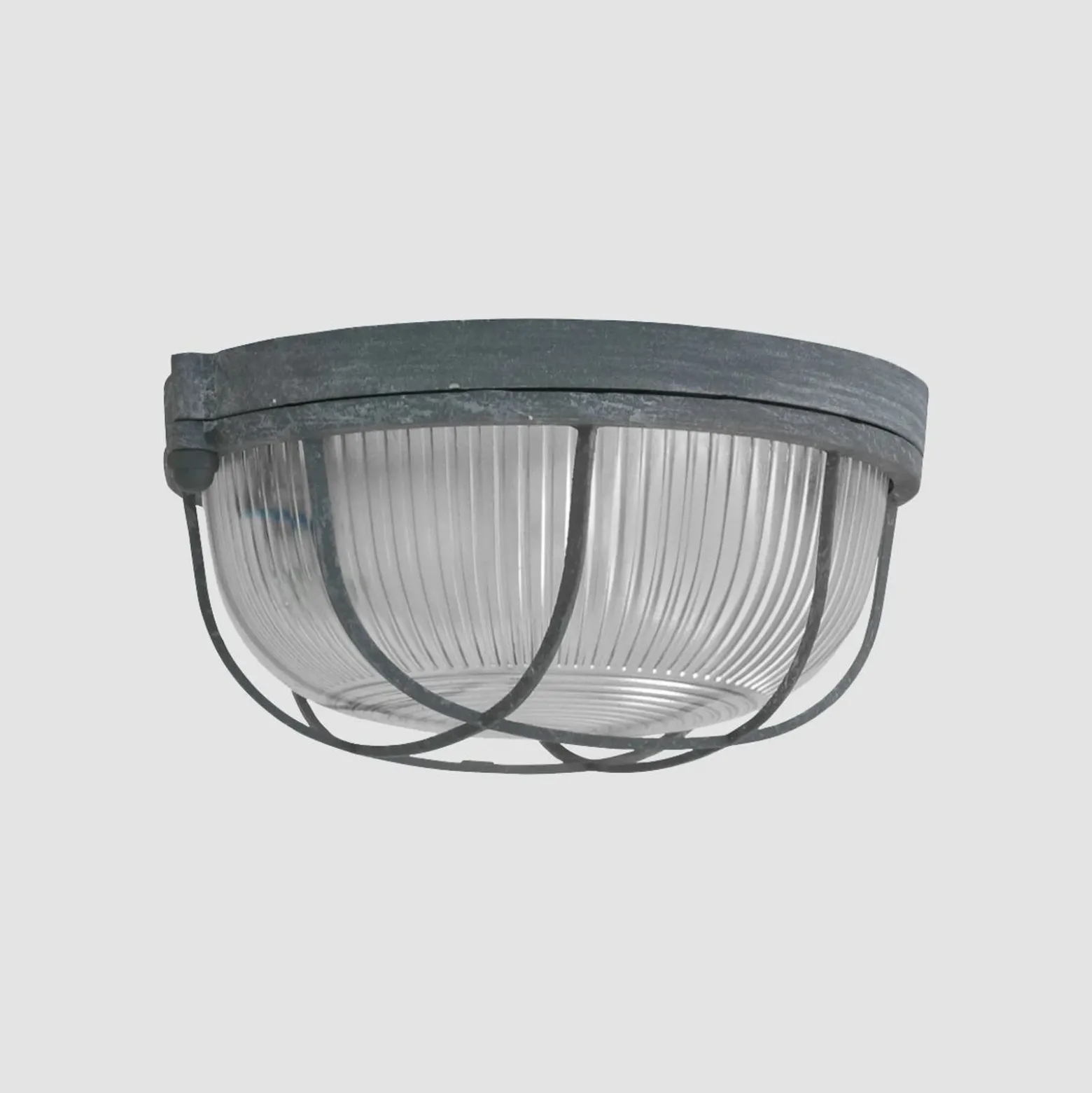 Plafón Lisanne, gris, Ø 17 cm, metal, cristal, E27