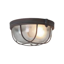 Plafón Lisanne, marrón, Ø 17 cm, metal, cristal, E27
