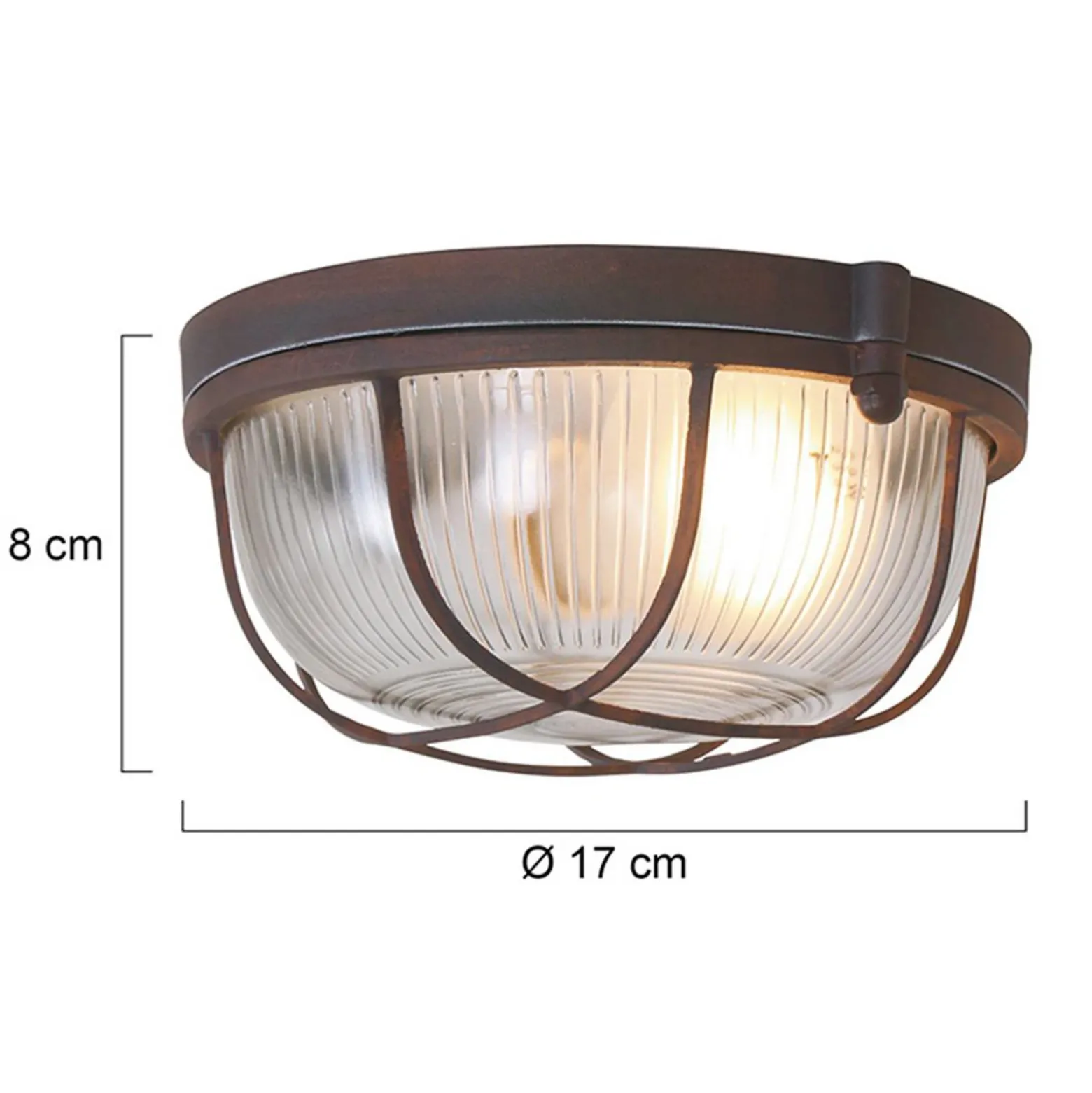 Plafón Lisanne, marrón, Ø 17 cm, metal, cristal, E27