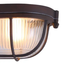 Plafón Lisanne, marrón, ovalado, metal, cristal, E27