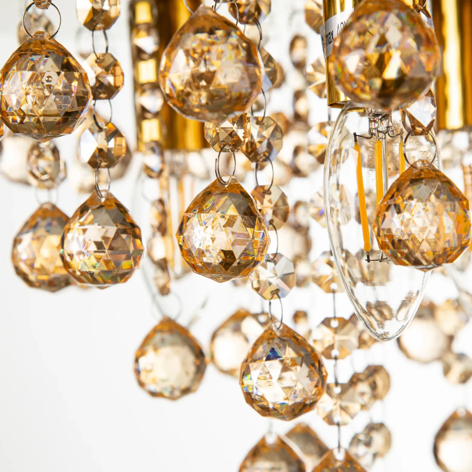 Plafón London, Ø 38 cm, 3 luces, color dorado, cristal acrílico
