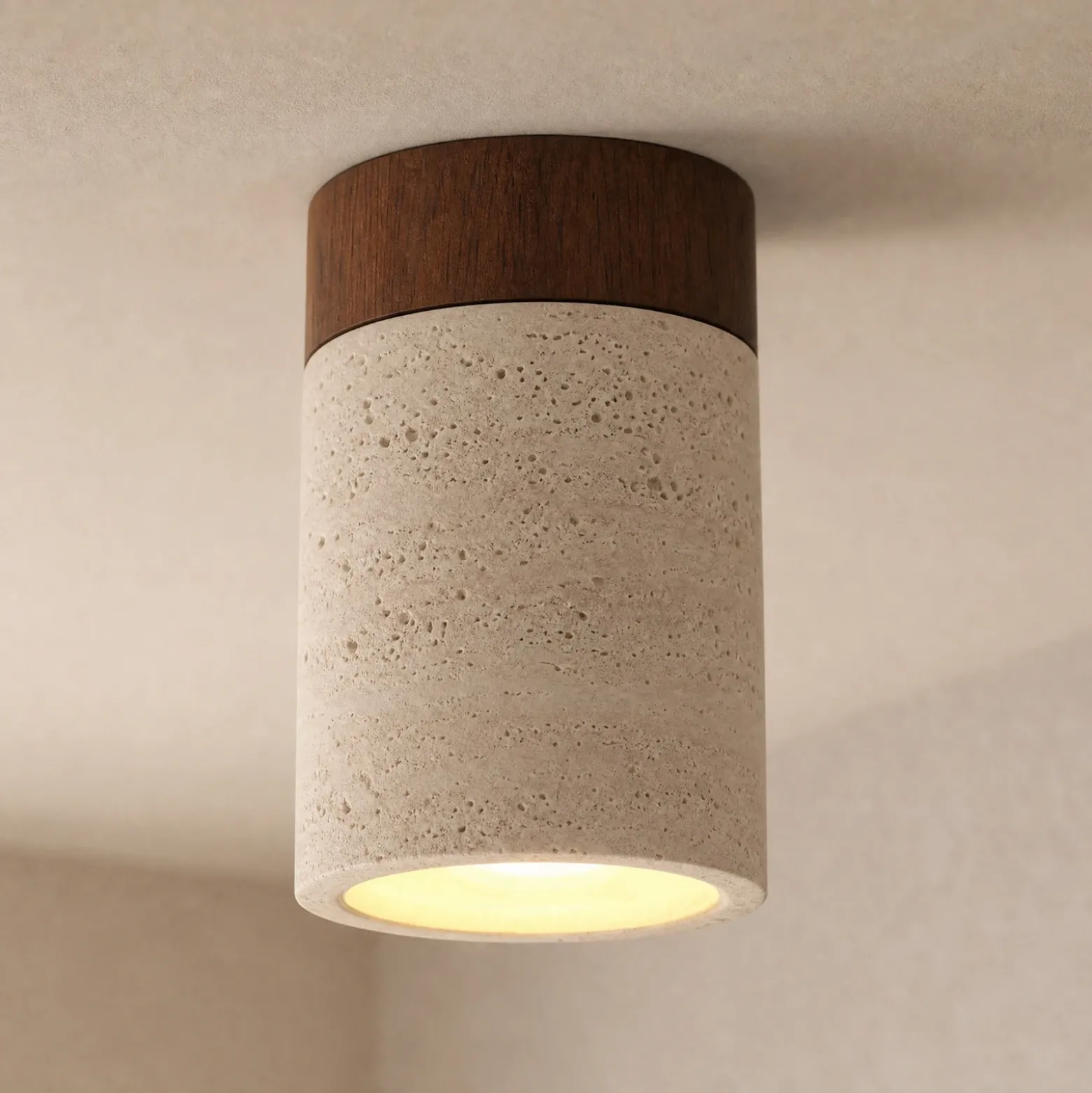 Plafón Lucande Carlotta, Ø 12 cm, beige, hormigón, E27