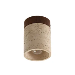 Plafón Lucande Carlotta, Ø 12 cm, beige, hormigón, E27