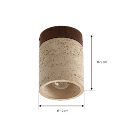 Plafón Lucande Carlotta, Ø 12 cm, beige, hormigón, E27
