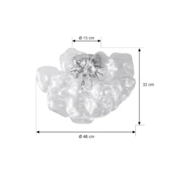 Plafón Lucande Diborah, transparente, Ø 49 cm, cristal, G9