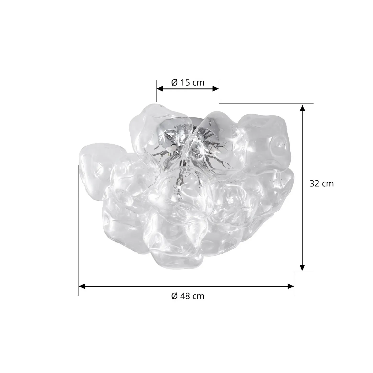 Plafón Lucande Diborah, transparente, Ø 49 cm, cristal, G9