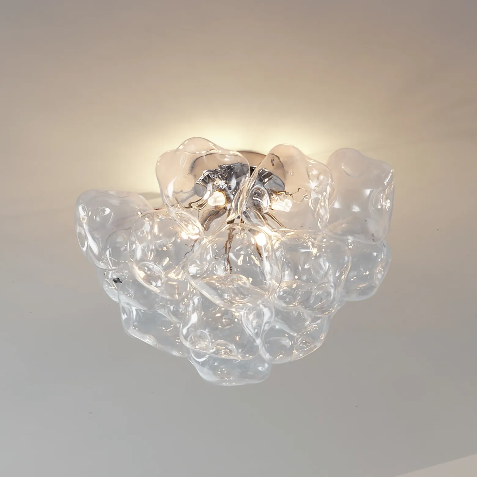 Plafón Lucande Diborah, transparente, Ø 49 cm, cristal, G9