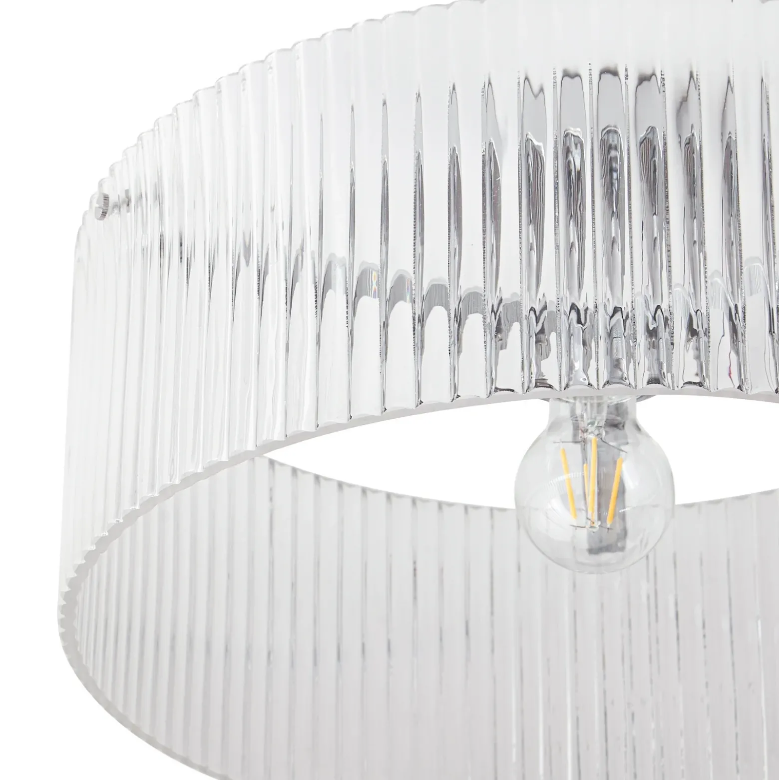 Plafón Lucande Meritt, cromada/transparente, Ø 40 cm, cristal