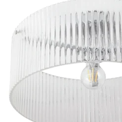 Plafón Lucande Meritt, cromada/transparente, Ø 40 cm, cristal