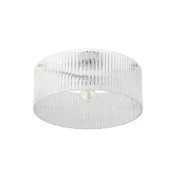 Plafón Lucande Meritt, cromada/transparente, Ø 40 cm, cristal
