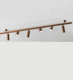 Plafón 7535, madera bruñida, 6 luces, GU10