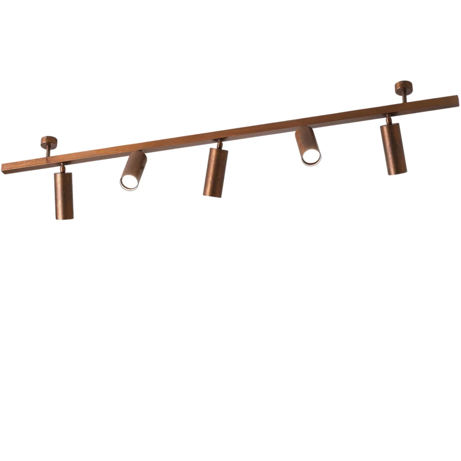 Plafón 7534, madera bruñida, 5 luces, GU10