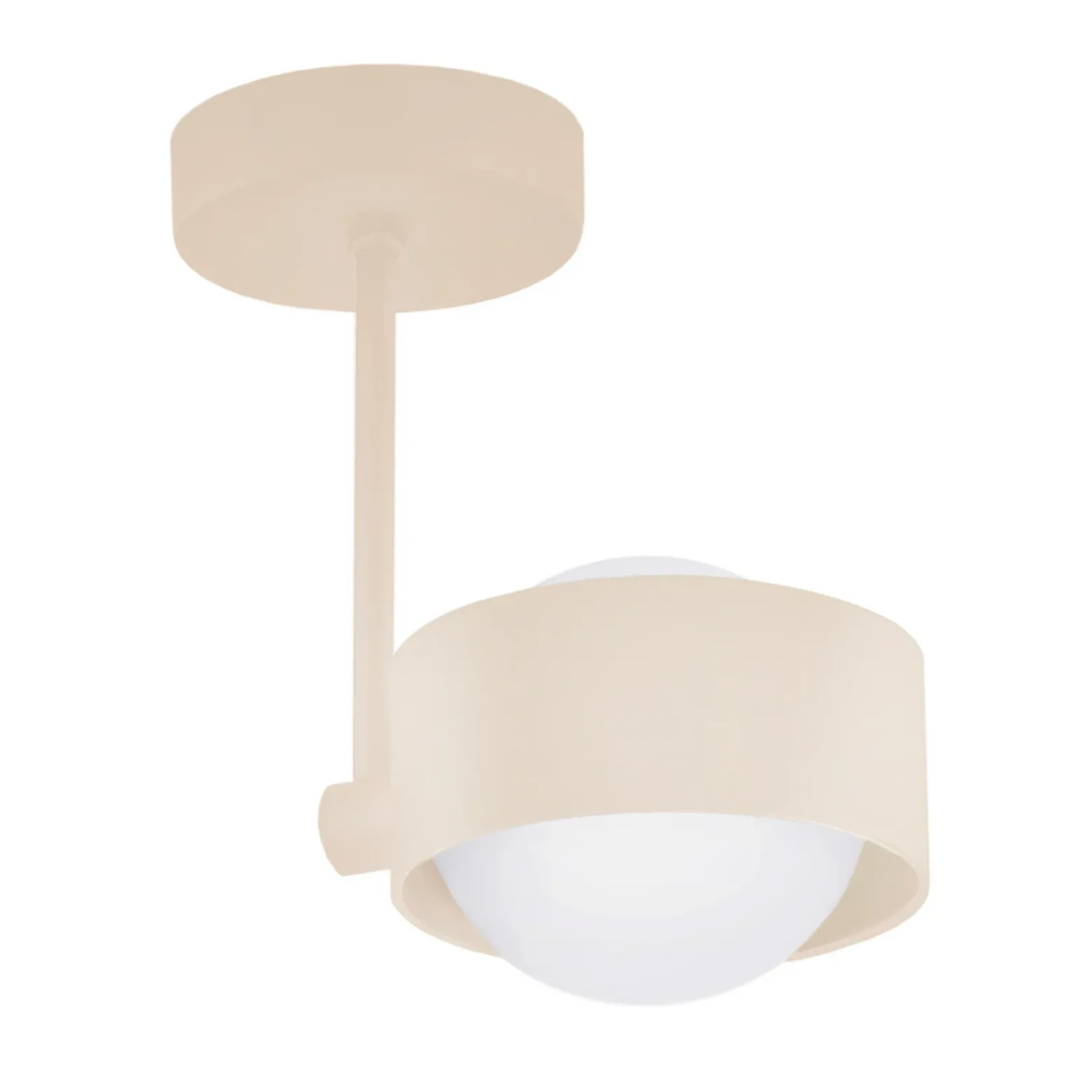 Plafón Mado, beige, 1 luz, altura 21 cm, acero/vidrio