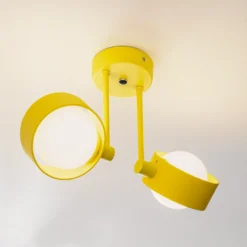 Plafón Mado de acero, amarillo, 2 luces