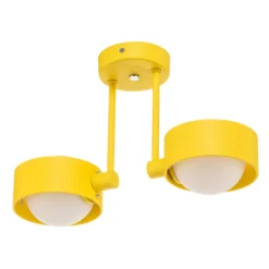 Plafón Mado de acero, amarillo, 2 luces