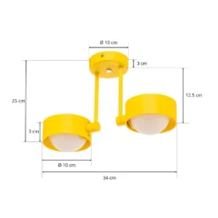 Plafón Mado de acero, amarillo, 2 luces