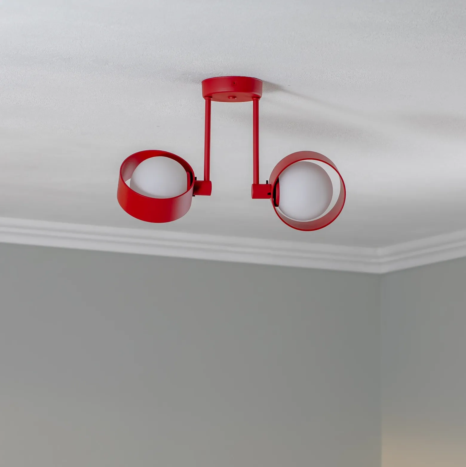 Plafón Mado, 2 luces, rojo