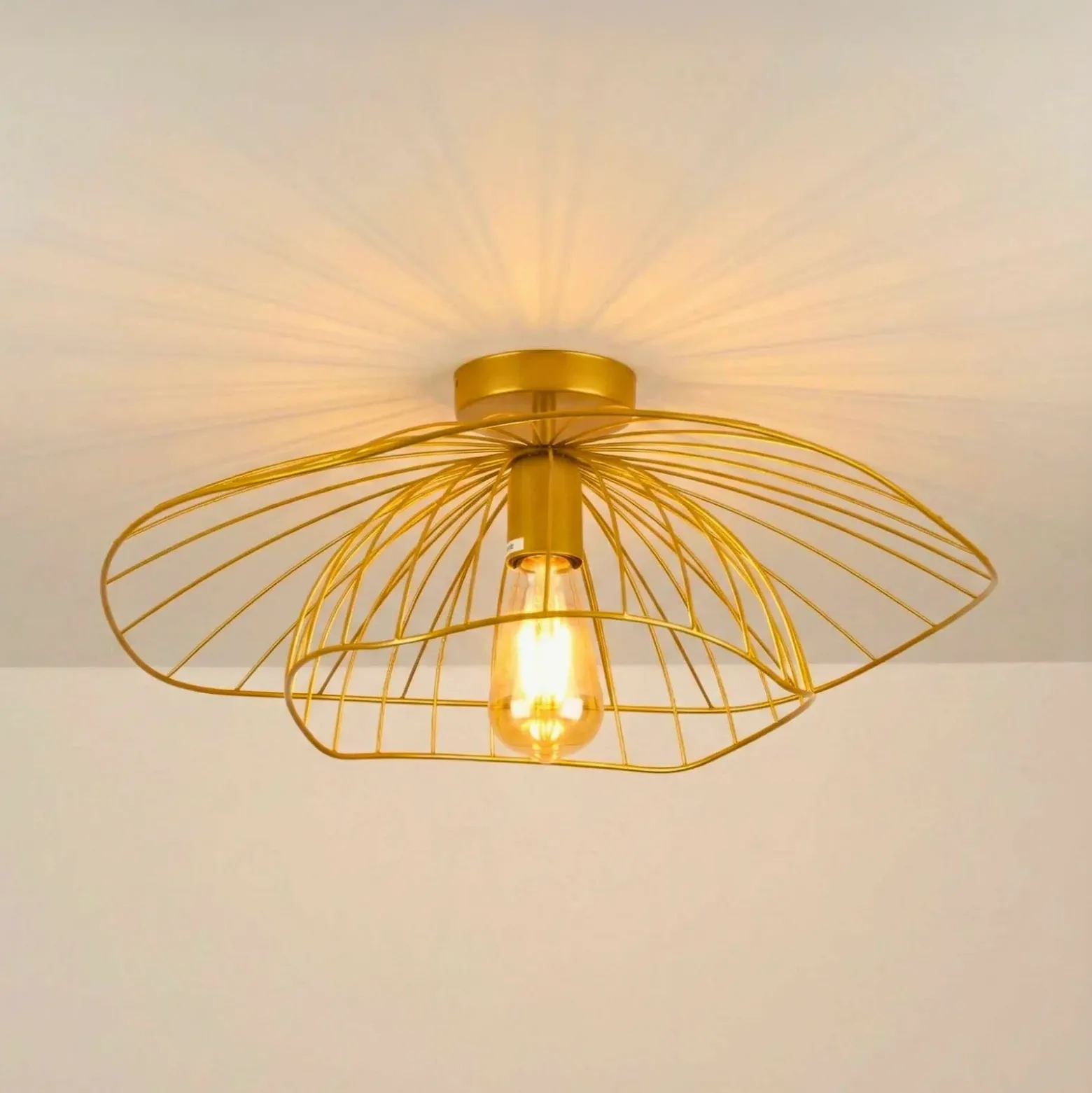 Plafón Mantar, color dorado, Ø 52 cm, metal, E27