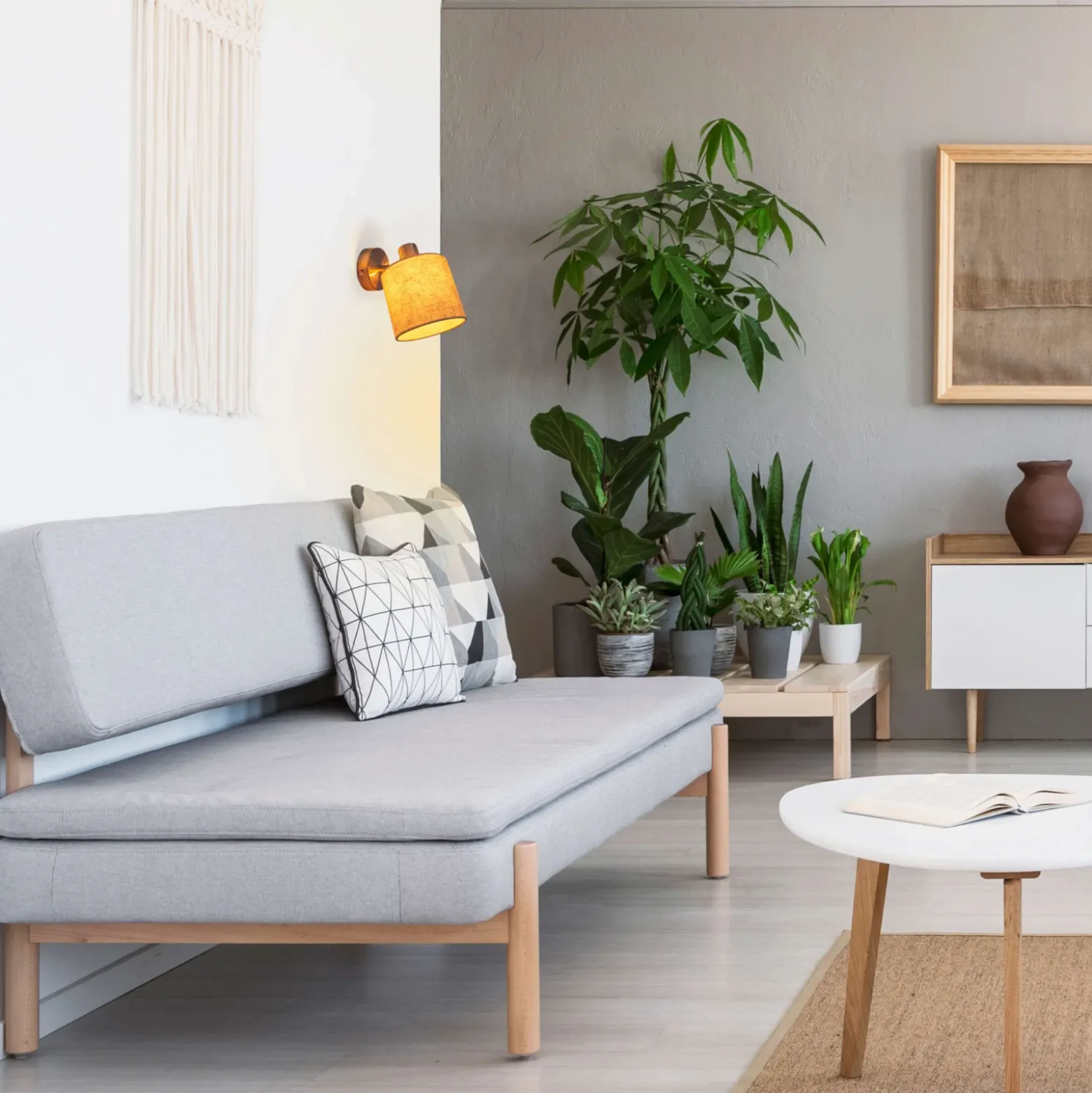 Plafón Maron, 1 luz, tejido, beige