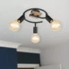 Plafón Martha con madera, espiral 3 luces