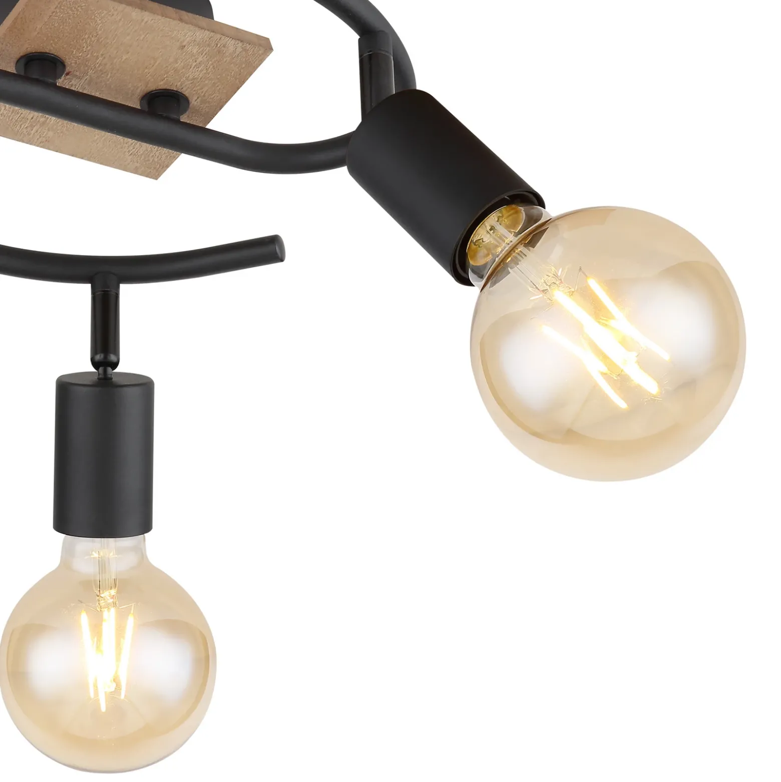 Plafón Martha con madera, espiral 3 luces