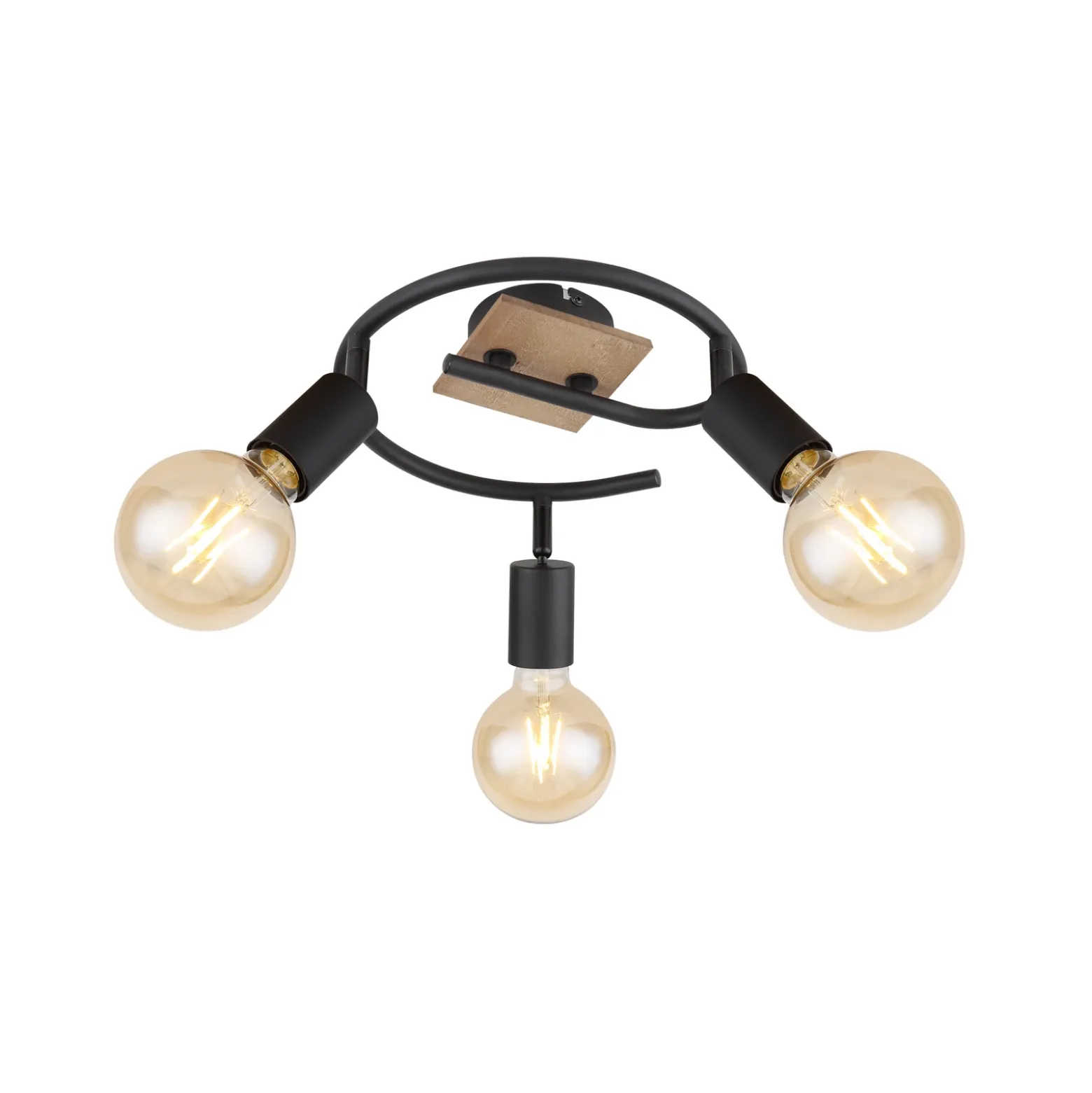 Plafón Martha con madera, espiral 3 luces