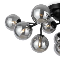 Plafón Maytoni Dallas, cristal negro/gris humo 12 luces