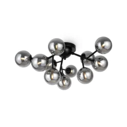 Plafón Maytoni Dallas, cristal negro/gris humo 12 luces