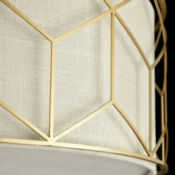 Plafón Maytoni Messina, Ø 57 cm, beige, lino